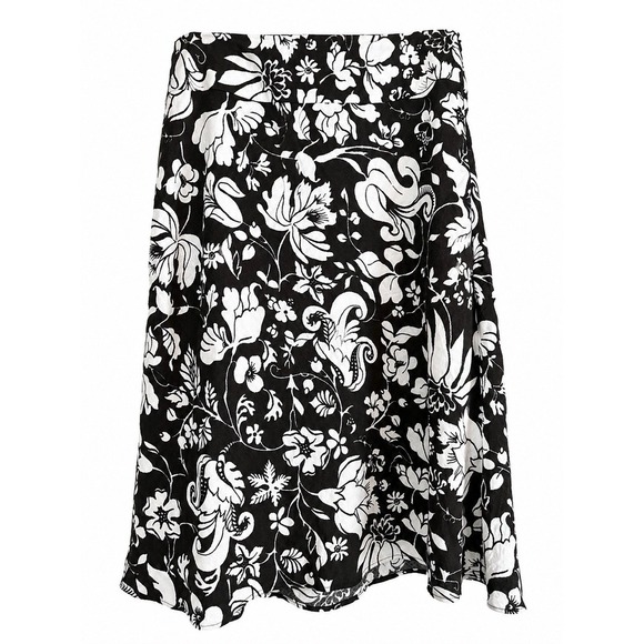 Ann Taylor Dresses & Skirts - Ann Taylor Floral Linen Blend A-Line Skirt Size 4 Brown Cream Dark Academiah